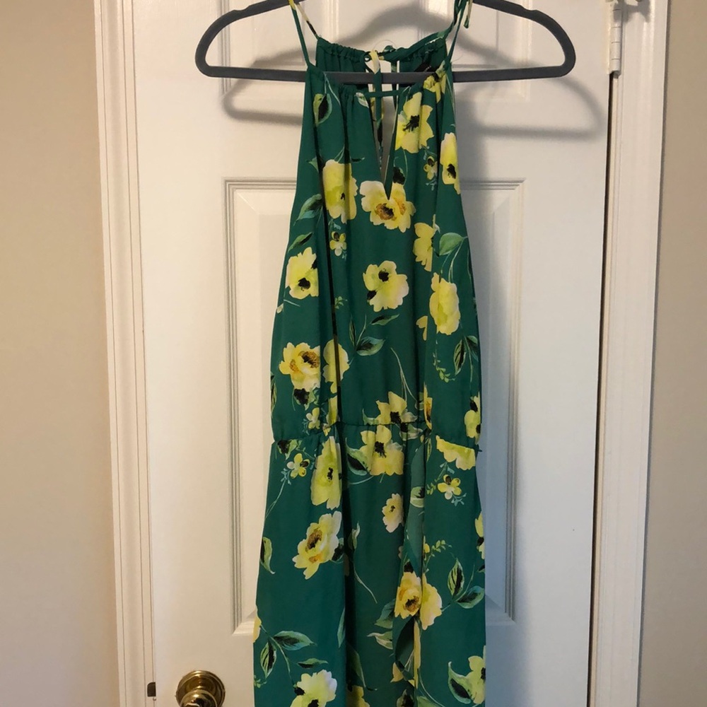 New York & Company Green Floral Maxi Dress